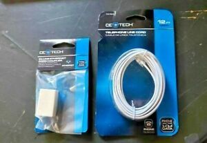 CE Tech Telephone Line Cord 12 feet &amp; CE Tech IN-LINE ETHERNET Cord Coupler NEW