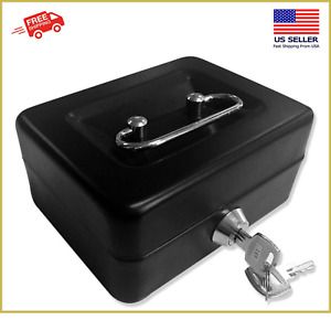 Fireproof Security Box Safe Chest Key Lock Money Document Cash Jewelry Small New