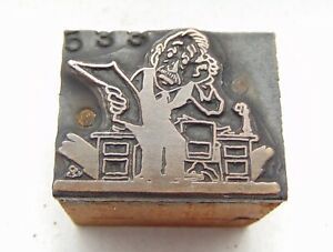 Printing Letterpress Printers Block Man With Paper Looking Worried
