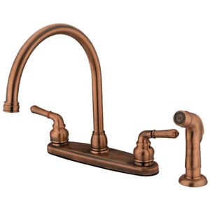 Kingston Brass Kb796Sp Twin Brass Lever Handles 8 Inch Kitchen Faucet With Metal