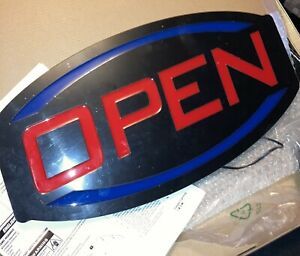 Ultra Bright Jumbo Size LED Neon Light Animate Flash OVAL OPEN Business Sign