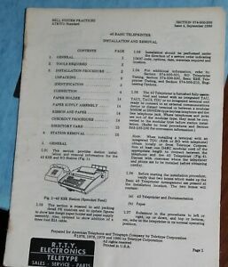 Bell System Practices - 43 Basic Teleprinter- Installation &amp; Removal