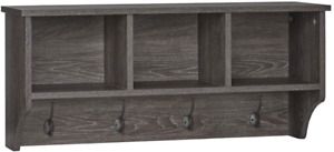 RiverRidge Home Woodbury Collection Cubbies and Hooks Wall Shelf, Dark Weathered