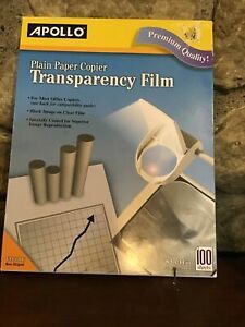 Apollo Transparency Film Plain Paper Copier Black on Clear Sheet 100 Sheets ...