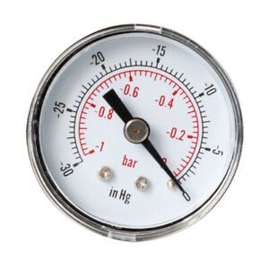 40mm Air Pressure Gauge Dial -30-0in Hg -1-0 Bar Horizontal Back Mount
