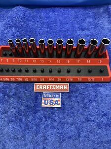 Craftsman Made In USA 3/8&#034; Dr 11 piece Deep Metric Socket Set 9-19mm 6 Point