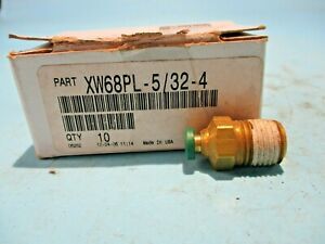 NEW BOX OF 10 PARKER XW68PL-5/32-4 STARIGHT BRASS CONNECTOR 5/32 TUBING FITTING