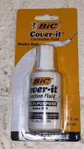 BIC Cover-It Correction Fluid .7 fl oz 20 Milliliter Bottle, White, (WOC12-WE)