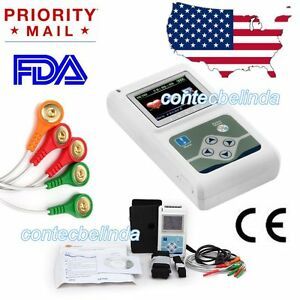 New 3Channel 24H ECG/EKG Holter System Analyzer Recorder Monitor+PC Software US
