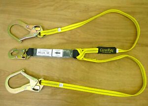Guardian 6 Foot Double Leg Shock Absorbing Lanyard with Steel Rebar Hooks