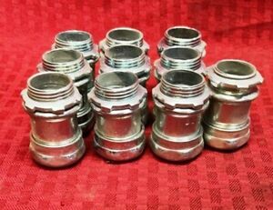 COMPRESSON CONNECTOR, 3/4&#034;, LENGTH 1-29/32&#034;, STEEL, **LOT OF 10**