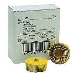 3M 07525 2&#034; Scotch-Brite Roloc Bristle Discs 80 Grit Medium Yellow