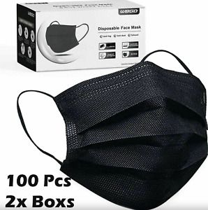 100 PCS Black Face Mask Mouth &amp; Nose Protector Respirator Masks With Filter Care