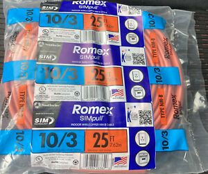 Southwire Romex Simpull 25 ft. 10/3 Solid Type NM-B WG Non-Metallic Wire 25 Feet