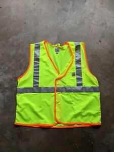 Carhartt Mens 2XL XXL High Visibility Neon Yellow Safety Vest Reflective Strap