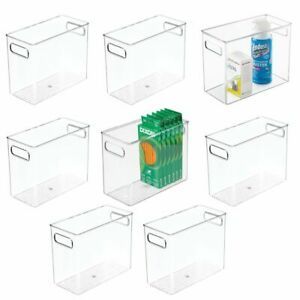 mDesign Plastic Desk Organizer Bin for Home, Office - 5&#034; Wide, 8 Pack - Clear