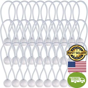 AOPRIE 30 Pcs Bungee Cords with Balls 4 Inch White Ball Bungees Heavy Duty Tarp