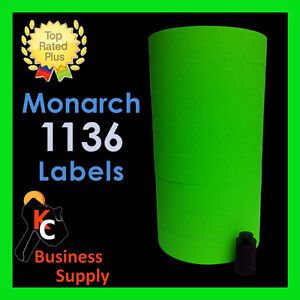Monarch 1136 labels Green price gun, 8 rolls - ink roller included Made in USA