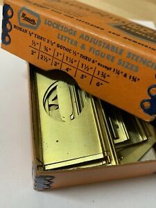 Vintage Reese&#039;s Adjustable Brass Stencils Set Of 2,  Letters &amp; Numbers 2.5”