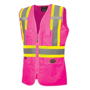 PIONEER V1021840U-S Ladies Mesh Back Vest,Pink,Small
