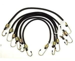 Dajia Heavy Duty Black Bungee Cords with Hooks 3/8&#034;x24&#034; 10mm Industrial Bungee