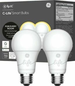 GE C by GE Smart 60-Watt EQ A19 Soft White Dimmable Smart LED Light Bulb 2-Pack