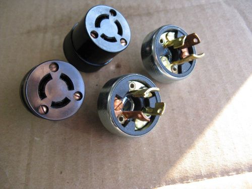 New vtg 4 hubble twist lock cord ends heavy duty plugs 15a 125v male and female for sale