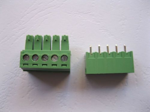100 pcs 5pin Pitch 3.81mm Screw Terminal Block Connector Green Pluggable Type