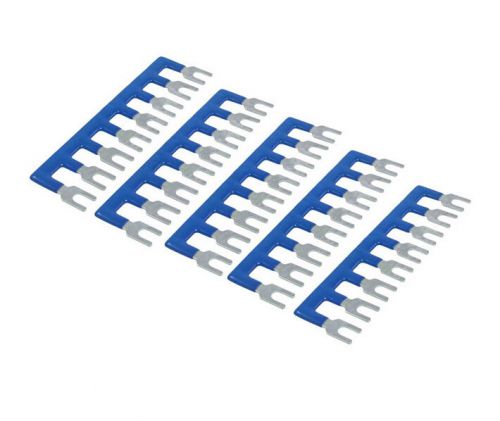 400V 10A 8 Postions Blue Pre Insulated Fork Terminal Stripes 5 Pcs