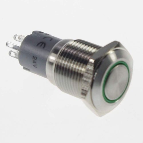 1 x 16mm od led ring illuminated latching push button switch /2no 2nc for sale