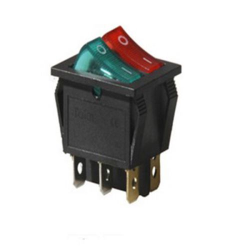 10x illuminated rocker switch green red 15a 250v 6 pin 2 row panel mount on/off for sale