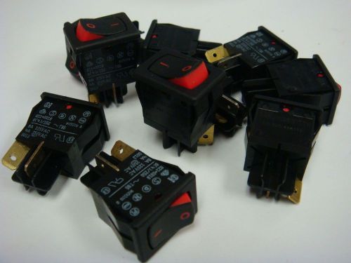 (10) snap-in rectangle rocker on / off switch 8a 125v red &amp; black 62116919-0-9-v for sale