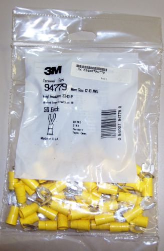 Lot of 50 3m 94779 fork terminal yellow 12-10 awg for sale