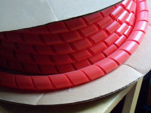 1&#034; Red Heli-Tube Spirally Cut Cable Wrap, 21+ Feet.