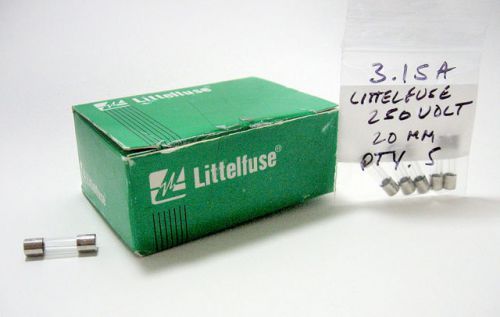 LITTELFUSE LITTLEFUSE SLO BLO FUSE T 3.15 A AMP 250V 20MM 5 PACK FOR AMPS H2183