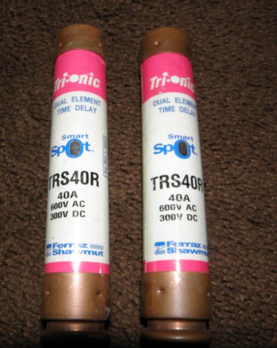 2each Ferraz Shawmut TRS40R Fuses. 40A 600V AC Class RK5 Trionic Dual Element.