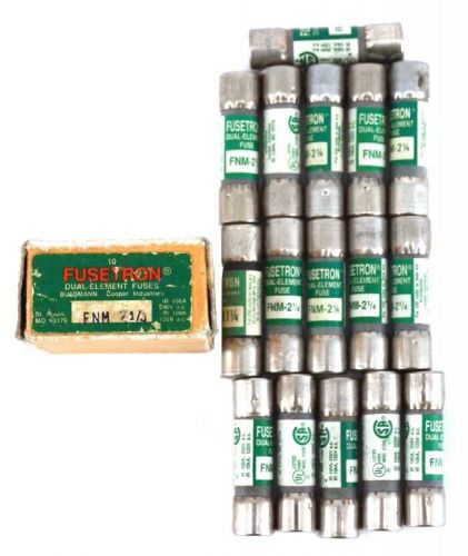 16x new bussmann cooper fusetron fnm-2-1/4 2.25 amp dual-element time delay fuse for sale