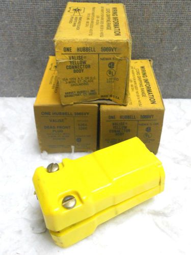 LOT OF 3 HUBBELL YELLOW VALISE CONNECTOR BODIES 5969VY NEW 5969VY