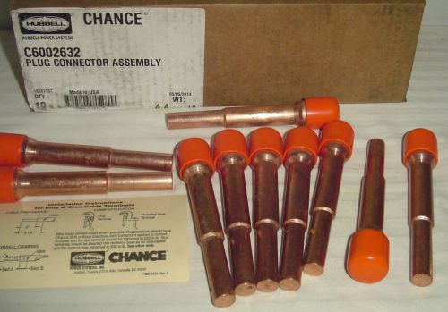 New~qty(10)hubbell chance shrouded plain copper ferrules plug c6002632~grounding for sale