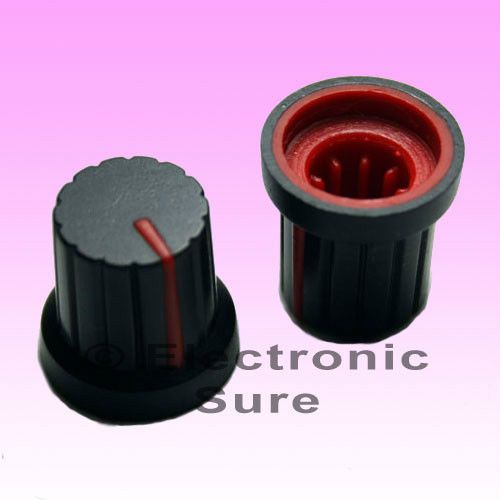 20 x Knob Black with Red Mark for Potentiometer Pot 6mm Shaft Size