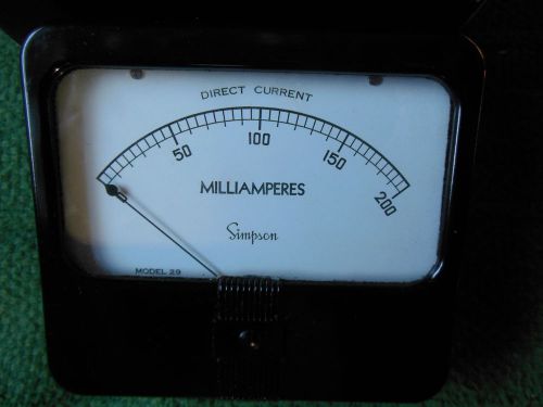 Simpson model 29 0-200 dc milliamperes  meter new old stock untested for sale