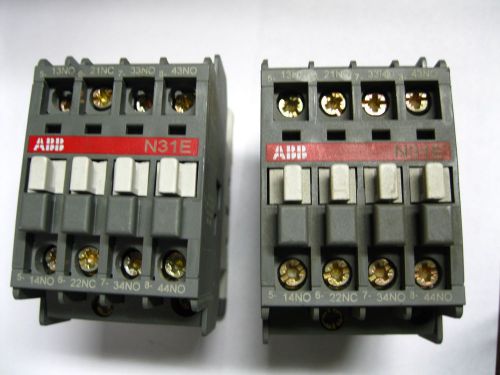 Lot of 2 ABB N31E Block Contactors 4 Pole, 125-127 Volt,  50Hz 150V, 60Hz