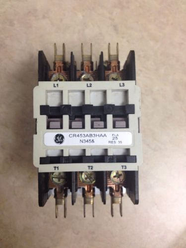 General electric 25 fla 3 pole 24 volt coil 120 to 600v contactor cr453ab3haa for sale