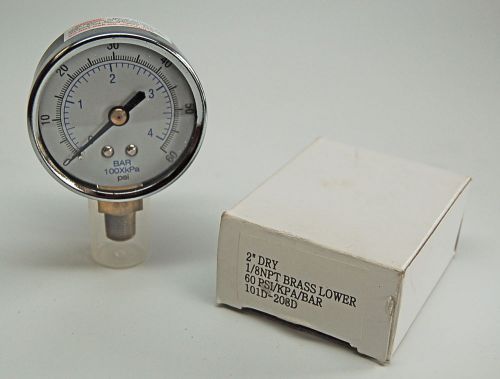 2&#034; Dry Pressure Gauge 1/8 NPT Brass 60 PSI/KPA/BAR