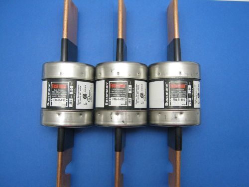 3 bussmann fusetron frn-r-600 class rk-5 time delay fuses 250 v ac, dc nos usa for sale