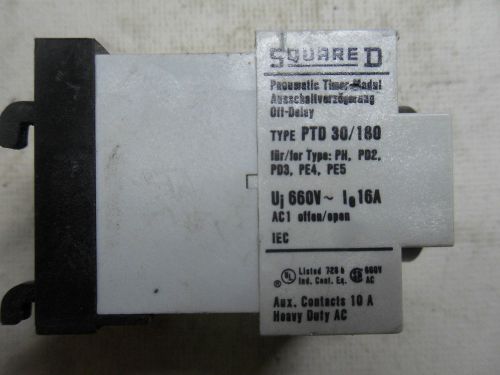 (H3-7) 1 USED SQUARE D PTD30/180 PNEUMATIC TIMER MODULE
