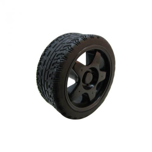 2X 65mm Black BEST US Robot Plastic Tire Wheel with Gelatin Sponge Liner