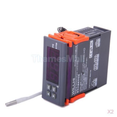 2x ac 110v 5a digital temperature controller thermostat wh7016d range -22~572 °f for sale