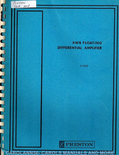 Preston Manual 8300 XWB FLOATING DIFFERENTIAL AMPLIFIER