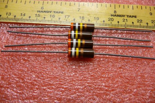 4 X Allen Bradley Carbon Composition Resistor RC32GF394J 390K  1 Watt 5% NOS